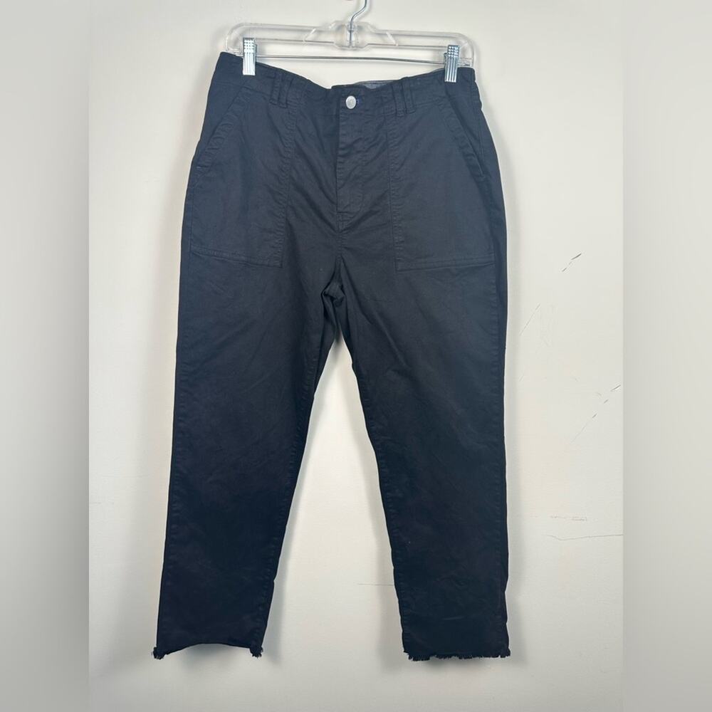 Pilcro Wander Chino Pants Women 30 Black EUC Raw Hem Cargo Straight Ankle